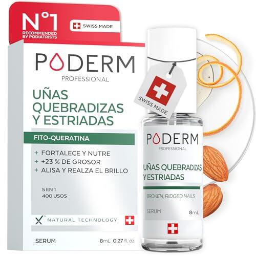 PODERM UÑAS FRÁGILES, RAYADAS Y DEBILITADAS | Tratamiento con plantas reparadoras, fortificantes, revitalizantes y nutritivas | Cuidado profesional pie/mano | Fácil & rápido | Hecho en Suiza