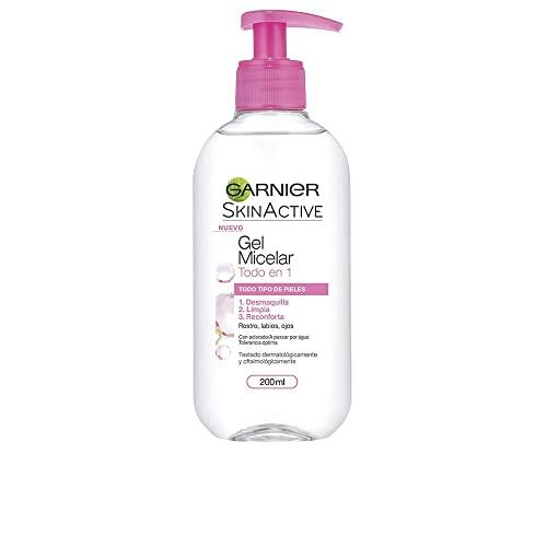 GARNIER Skin Active - Gel Micelar Desmaquillante para Pieles Normales, Todo en Uno, 200 ml