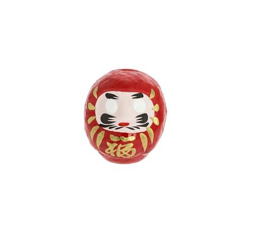 Tierra Zen Daruma Tradicional Rojo - Mediano, Suerte, 6,5 cm - Papel maché