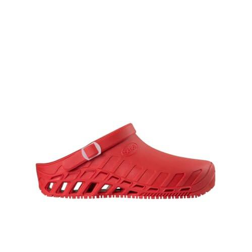 Scholl - Clog Evo, Zuecos Sanitarios Profesionales, Unisex - Adulto, Rojo, 38/39 EU