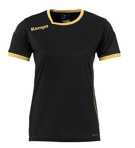 Kempa Curve MC Camiseta de Juego, Mujer, Negro/Dorado, XXL
