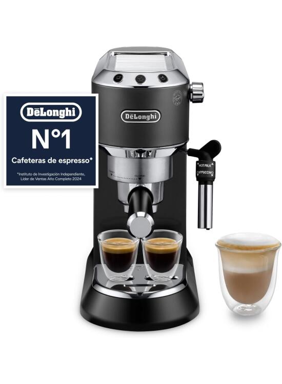De'Longhi Dedica - Cafetera de Bomba de Acero Inoxidable para Café Molido o Monodosis, Cafetera para Espresso y Cappuccino, Depósito de 1.3 Litros, Sistema Anti-goteo, EC685.BK, Negro