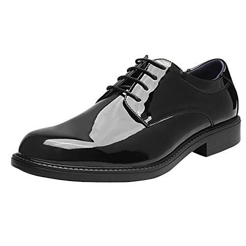 Bruno Marc Zapatos de Vestir Oxfords Zapatos de Cordones Clásico Zapatos de Traje Formales Derby para Hombre,Size 42,Negro/Pat,DOWNING-02