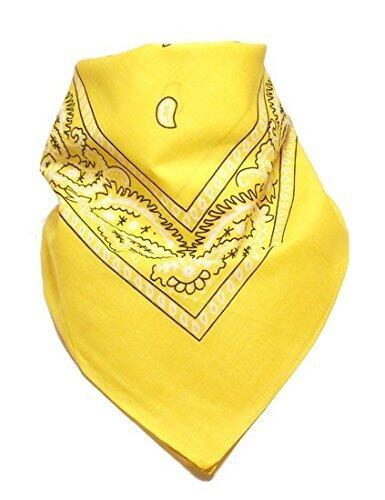 Boolavard Paquete de 100 % algodón, 1 unidad, 6 o 12 unidades con patrón de cachemira original, color de elección para la cabeza/cabello, amarillo, 56cm x 56cm