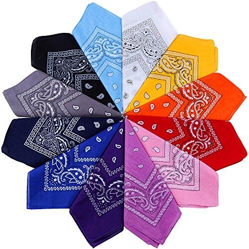 Anpro 12 Bandanas, Pañuelos Unisex Diadema de Pelo Bufanda de Cuello