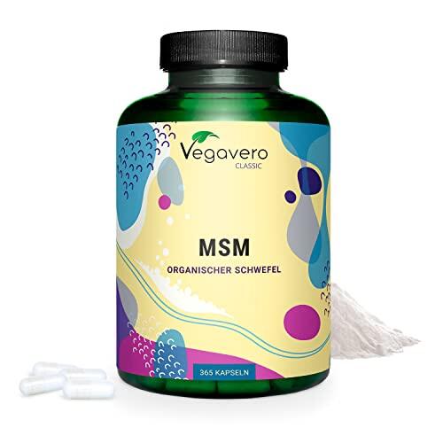 MSM 365 Cápsulas Vegavero | 99,9% Puro | 2000 mg | Sin Aditivos | Metilsulfonilmetano | Antiinflamatorio Natural + Articulaciones + Dolor Espalda | Vegano