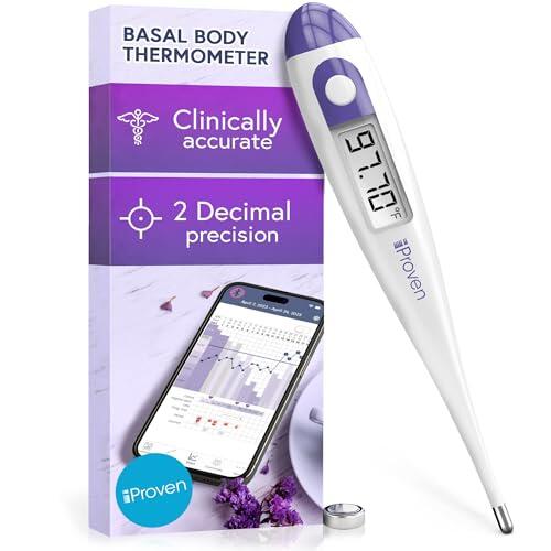 iProven - Termómetro digital basal corporal, alta precisión de 1/100 grados, lectura rápida de 60 secs, recuperación de memoria, termómetro BBT preciso para seguimiento natural de la ovulación