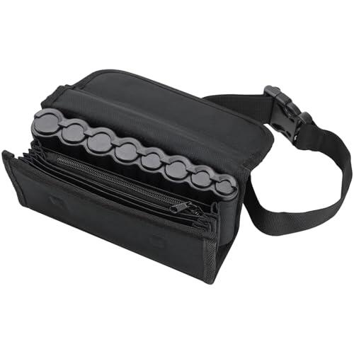 HMF Cartera de Camarero con Cremallera, Correa de Transporte, 20,5 x 6,5 x 10 cm, Negro