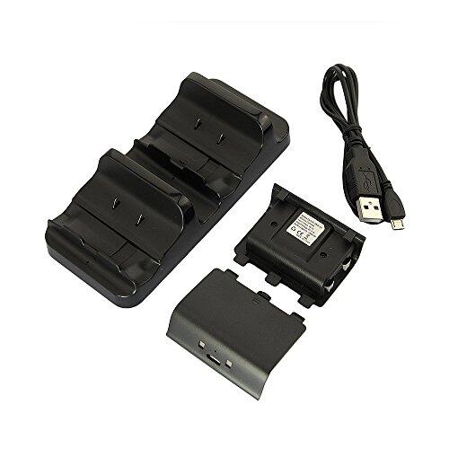 Base de Carga Dual para Mandos de Consola con 2 Baterías Recargables Li-Po 300mAh Cable Micro USB 2.5m satkit