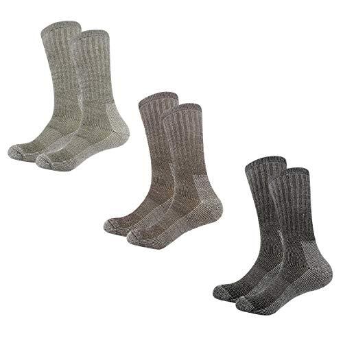 Vihir 3 Pares Calcetines de Lana Grueso para Senderismo, esquí al Aire Libre Hombre Mujer Caballero de Invierno 37-42, 41-46