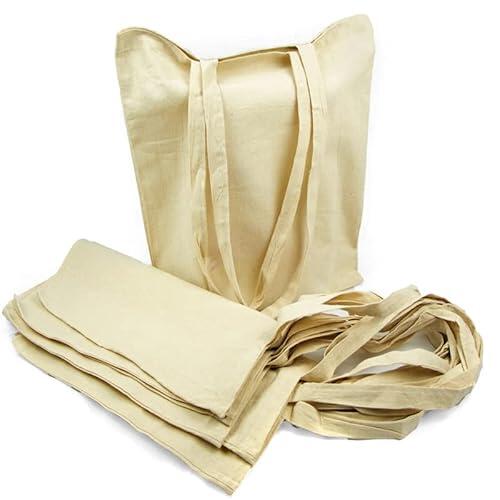 10 x Bolsa algodón natural 41 x 37 cm. Asas largas