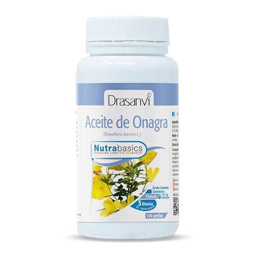 DRASANVI NUTRABASICS ACEITE DE ONAGRA - Vitamina E - Obtenido a través de prensado en frío - Contribuye a mantener niveles normales de COLESTEROL - SIN GLUTEN - 110 perlas