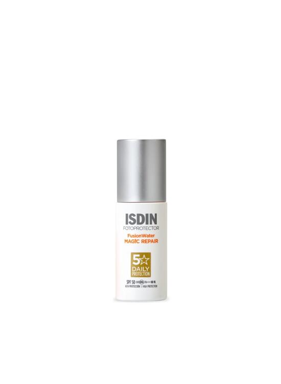 ISDIN - Foto Protector Magic Repair Fusion Water SPF 50 - Protector solar facial de fase acuosa, triple acción anti-fotoenvejecimiento, 50 ml