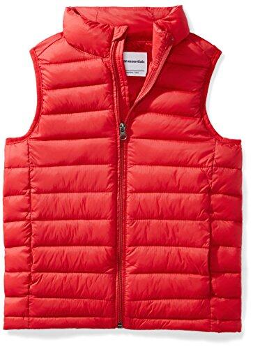 Amazon Essentials Chaleco Acolchado con Capucha. Ligero, Plegable e Impermeable Niño, Rojo, 10 años