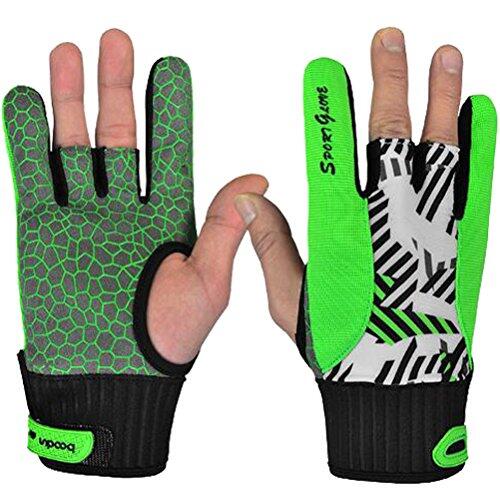 1 par de guantes profesional para bolos, antideslizantes, con algunos dedos semidescubiertos, para tocar instrumentos o practicar deportes, mujer, color verde, tamaño medium