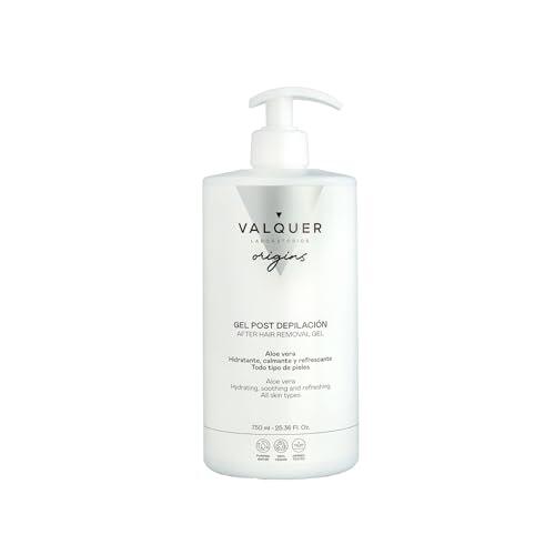 Valquer Origins Gel Post Depilación, After Shave Corporal que Hidrata, Calma y Refresca Todo Tipo de Piel. Protege, Regenera y Combate el Enrojecimiento con Aloe Vera y Cápsulas de Algodón. 750 ml