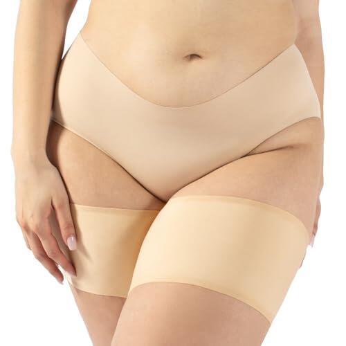 CALZITALY Bandas Antirozaduras Lisas, Previene Rozaduras, Bandas Elásticas Muslos, Curvy, | Negro, Natural | Made in Italy (B: 58-61 cm, Natural)