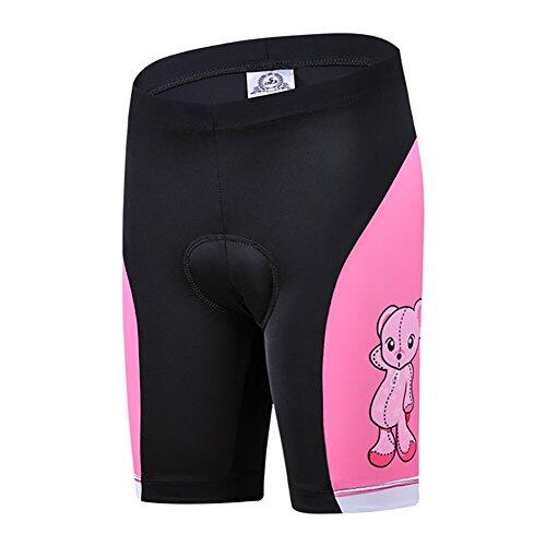 LSERVER Niños/Niñas Pantalones Cotors de Ciclismo Culotte con Gel 3D para Verano, Oso Rosa, 6-7 años (Etiqueta: L)