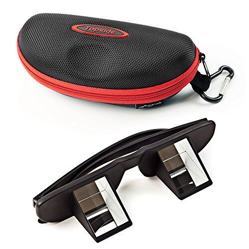 TOPSIDE Gafas asegurar Escalada: Total Transparencia, Prisma 90°, Incluye Funda rígida Protectora a Prueba de Golpes, Funda de Tela, Cinta para el Cuello y Gamuza de Limpieza