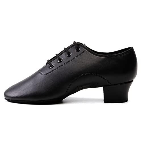 HIPPOSEUS Zapatos de Baile Latino Negro para Niños y Hombres Zapatos de Suela Partida Zapatos de Baile de Salsa Tacón Bajo 3cm, 41 EU