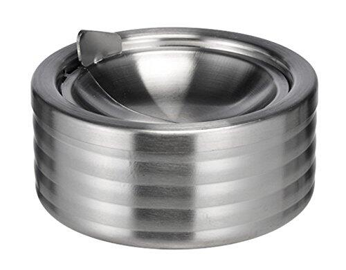 Bambelaa! Cenicero Exterior Con Tapa Antiolores de Acero Inoxidable - Cenicero de Viento Con Tapa Extraíble En Plata