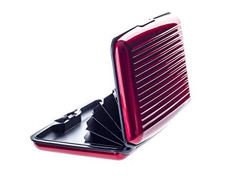 VALLET® Estuche de Aluminio para Tarjetas de crédito - Ideal como Estuche para Tarjetas y Tarjetas de Visita - para Damas y Caballeros (Rojo)