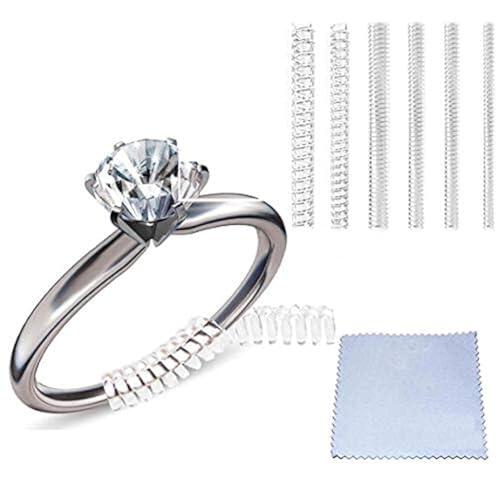 Ajustador de tamaño de anillo para anillos sueltos, espaciadores de anillos Eiito o tensor de anillos – Protectores de anillo invisibles, 6 tamaños ajustados, se ajusta a casi cualquier tamaño de