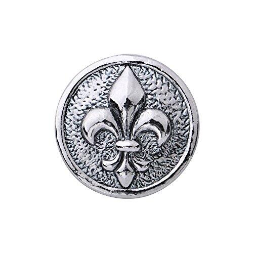 Quiges - Botón de clic para mujer, 18 mm, bañado en plata, diseño de flor de LYS