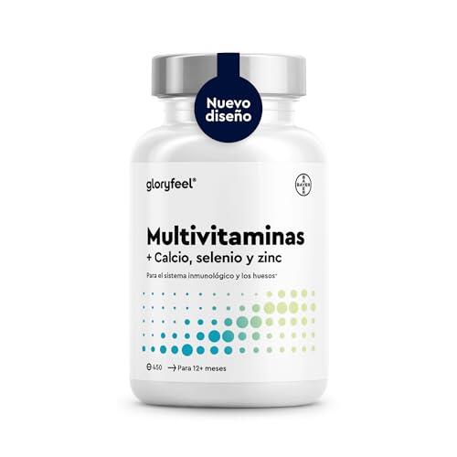 Multivitaminas y Minerales - 450 Comprimidos (Paquete XL) - Todas las Vitaminas A,B,C,D3,E, Calcio, Zinc, Selenio – Multivitaminico Activo Completo para Hombre y Mujer