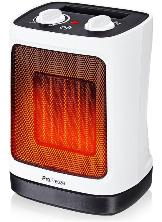 Pro Breeze Calefactor electrico bajo consumo 2000W, Oscilación Automática, termostato y 2 Niveles de Potencia. Sistema antivuelco – Calefactor baño, habitaciones y oficinas – Blanco