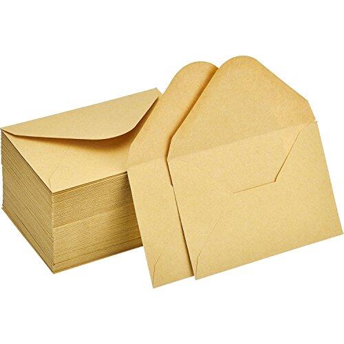 120 Piezas de Mini Sobres de Kraft Sobres de Tarjeta de Regalo Sobre de Tarjeta de Boda Fiesta Oficina Sobres de Aleta Clásica de Piezas Pequeñas, 4,4 x 3 Pulgadas