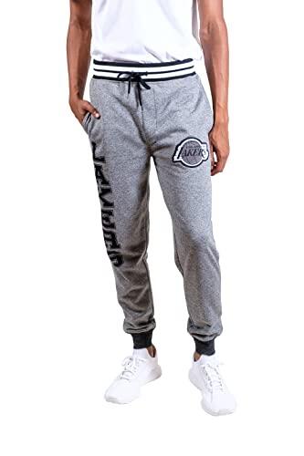Ultra Game UNK NBA - Pantalones de chándal de Forro Polar para Hombre, Franjas con Estilo Brillante, Logotipo del Equipo en Color Gris - VFM3377F-LL-Medium, Medium, Negro (Black Marled)