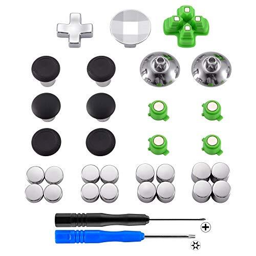 eXtremeRate Botones de Metal Magnético para ps4 Control Botón de Dirección Dpad de Aluminio Botones Ajustables Kit de Reparación Teclas de Repuesto para ps4 Slim Pro Mando(31 en 1)