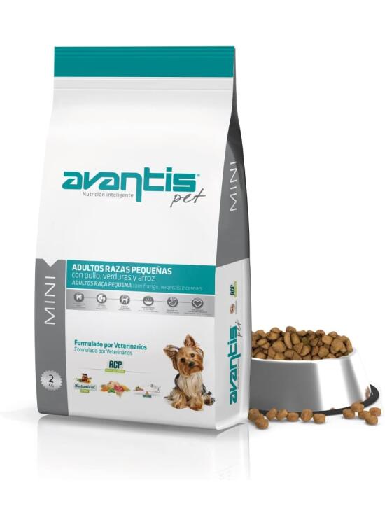 Avantis Pet Mini - Pienso para Perros Adultos de Razas Pequeñas - 2 kg - Comida con Triple Acción Favorece el Sistema Inmune y Digestión - Altamente Digestiva con Pollo, Verduras y Arroz