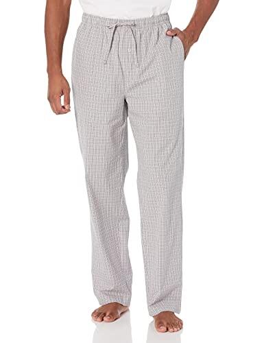 Amazon Essentials Pantalón de pijama tejido de corte recto con bolsillos, cuadros grises, talla M