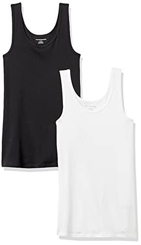 Amazon Essentials 2-pack Tank, camisa Mujer, Multicolor (Black/White), Large (Talla del fabricante: )