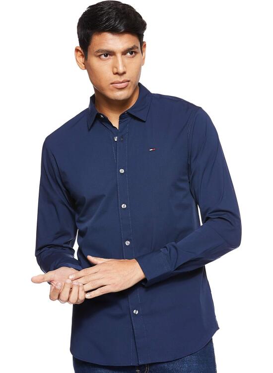 Tommy Jeans Camisa Hombre TJM Original de Manga Larga