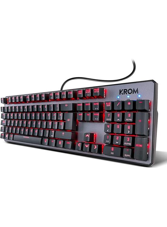 KROM Kernel - Teclado Gaming mecánico, 11 Teclas Multimedia, iluminacion LED RGB, 9 Efectos iluminación, silencioso, Layout Español