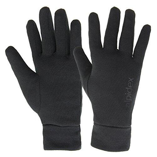 ALPIDEX Guantes Interiores Running Correr Ciclismo Invierno Ligeros Finos Calientes Primera Capa Termico Deportivo, Tamaño:M, Color:Black