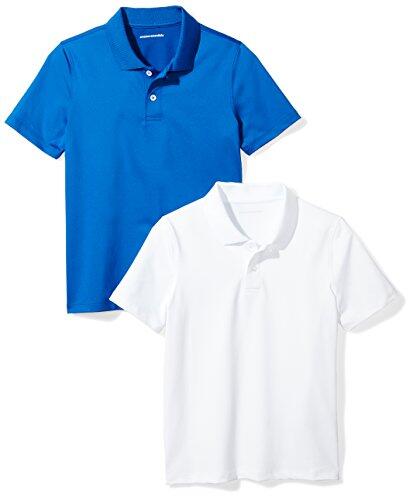 Amazon Essentials Polo de rendimiento activo para niños, paquete de 2, azul real/blanco, talla M