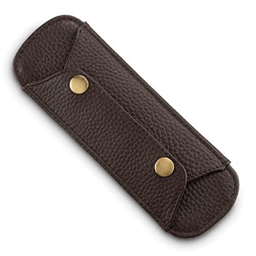 LEABAGS Almohadilla de Hombro de Cuero de búfalo Genuino | Aspecto Vintage | Correa de Hombro para Bolsas | Almohadilla de Hombro con Superficie Antideslizante | 18x6cm | Rojo marrón Vintage