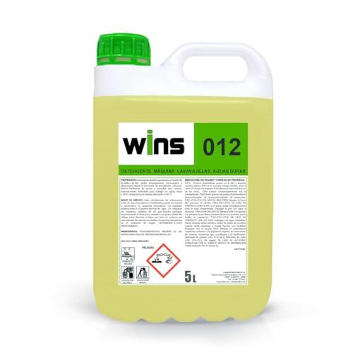 WINS-Detergente Máquinas Lavavajillas Profesional Aguas Duras 012 | Garrafa 5 L | Limpieza Potente de Vajilla en Lavavajillas Industriales | Uso Profesional | 100% Made in Spain