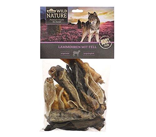 Dehner Wild Nature Perros Snack oídos con Piel de Cordero, Natural, 200 g