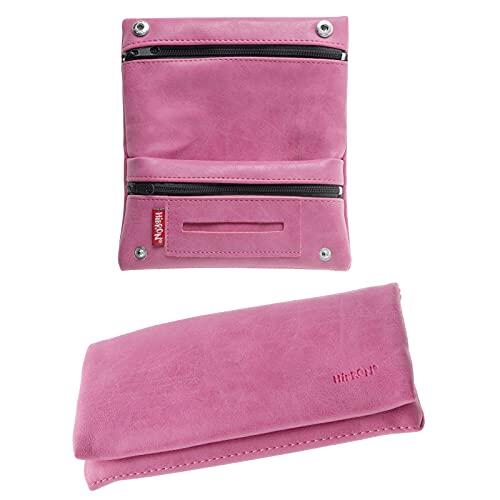 HIBRON Tabaquera Pitillera Funda Bolso para Tabaco de Liar Cuero Estuche para Tabaco de liar, 58105 Rosa