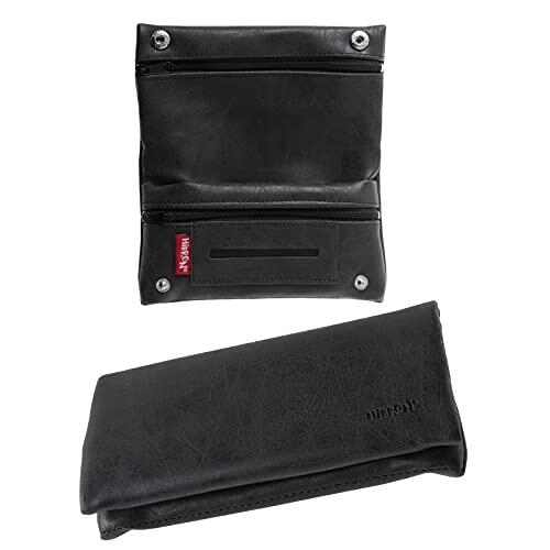 HIBRON Tabaquera Pitillera Funda Bolso para Tabaco de Liar Cuero Estuche para Tabaco de liar, 58105 Negro