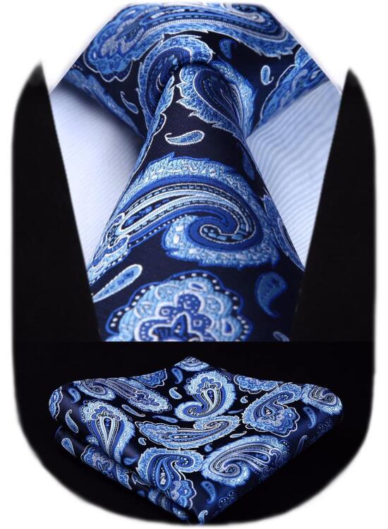 HISDERN Conjunto de corbata y bolsillo con pañuelo de boda floral Paisley para hombre