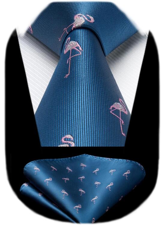 HISDERN Corbatas para Hombre con Motivo Animal Modernas Elegante Conjunto Corbata y Pañuelo de Boda Business