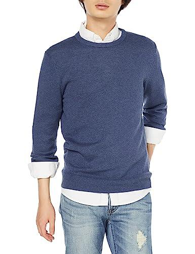 Amazon Essentials Suéter de cuello redondo para hombre (disponible en tallas grandes y altas), azul jaspeado, talla M