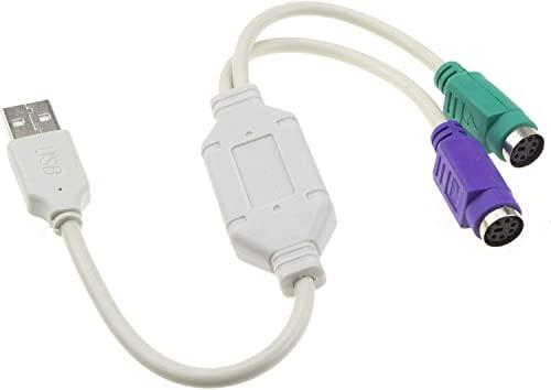 CABLEPELADO Adaptador de usb a Cable del Teclado y Ratón | Conmutador KVM | Convertidor USB para Teclado y Ratón | 15 cm | Blanco