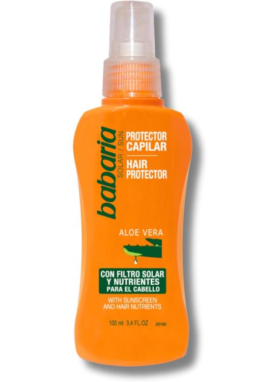 Babaria - Spray Protector Solar Capilar, Con Filtro Solar, Vitamina B5 y Aloe Vera, Protege el Pelo y el Cuero Cabelludo, Evita la Sequedad y Decoloración del Cabello, Vegano, Unisex - 100 ml